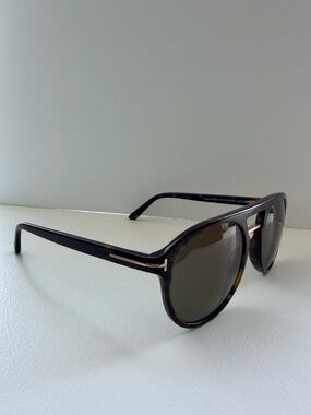 Tom Ford Tortoiseshell Frame Sunglasses with Dark Green Lenses